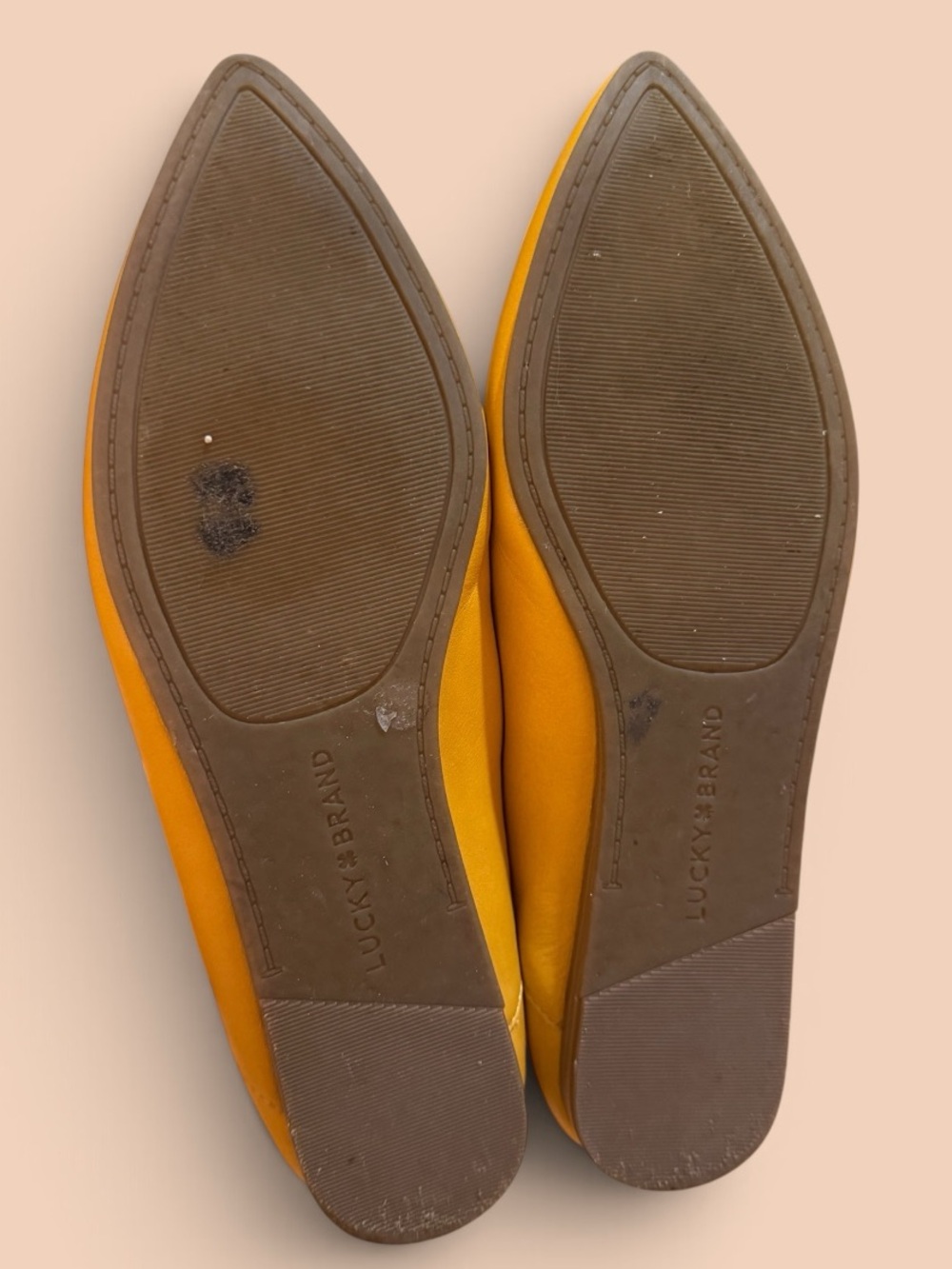 Lucky Brand (size 7.5) Mustard Yellow Leather Pointed Toe Ballet Flats - Picture 6 of 6